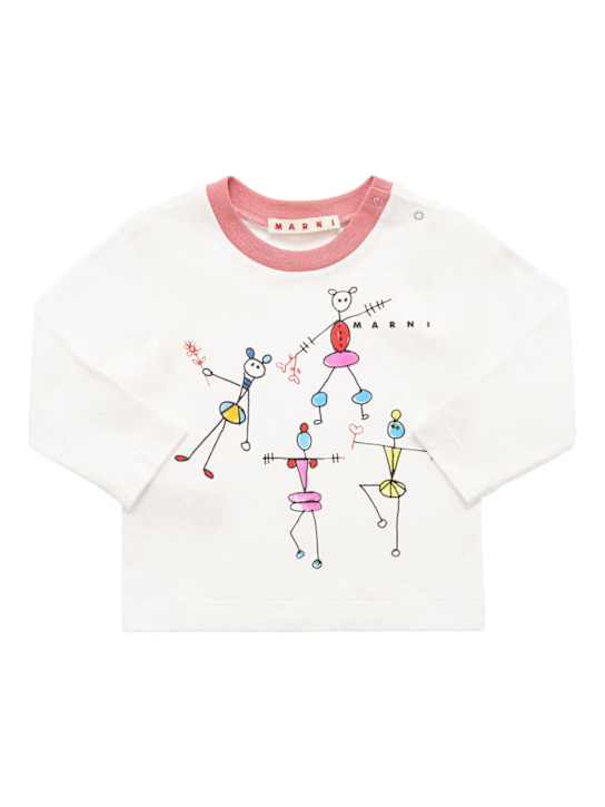 Marni Junior: Printed cotton jersey t-shirt - ホワイト - kids-girls_0 | Luisa Via Roma
