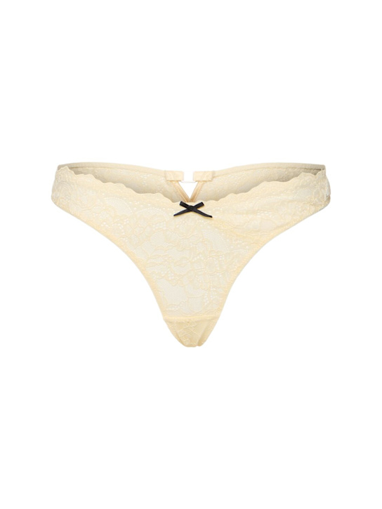 Fleur Du Mal: Bianca lace thong - Cream - women_0 | Luisa Via Roma