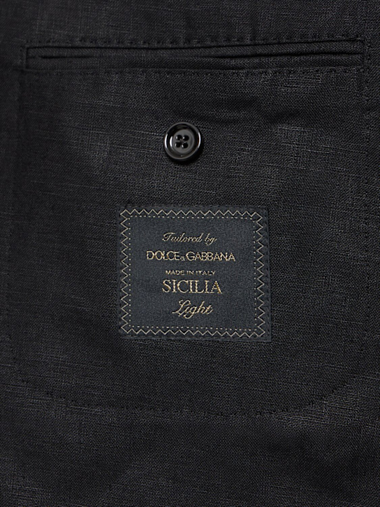 Dolce&Gabbana: Single breast linen blazer - Black - men_3 | Luisa Via Roma