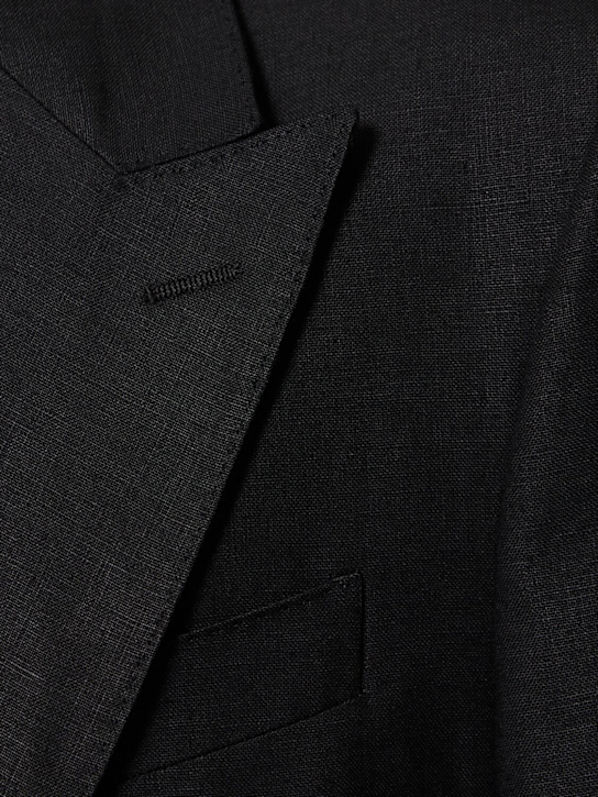 Dolce&Gabbana: Single breast linen blazer - Black - men_2 | Luisa Via Roma