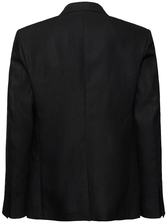 Dolce&Gabbana: Single breast linen blazer - Black - men_1 | Luisa Via Roma