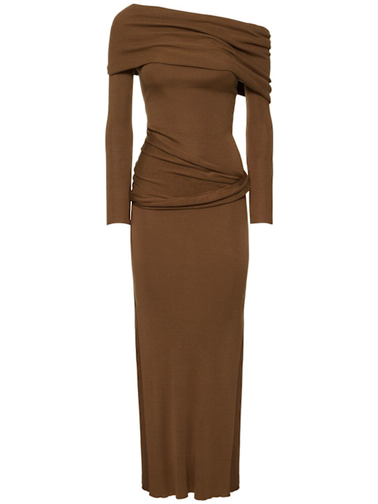 Aya Muse: LVR Exclusive silk viscose long dress - チョコレート - women_0 | Luisa Via Roma