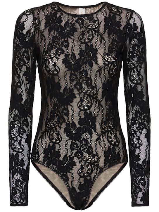 Zimmermann: Stretch lace bodysuit - Black - women_0 | Luisa Via Roma