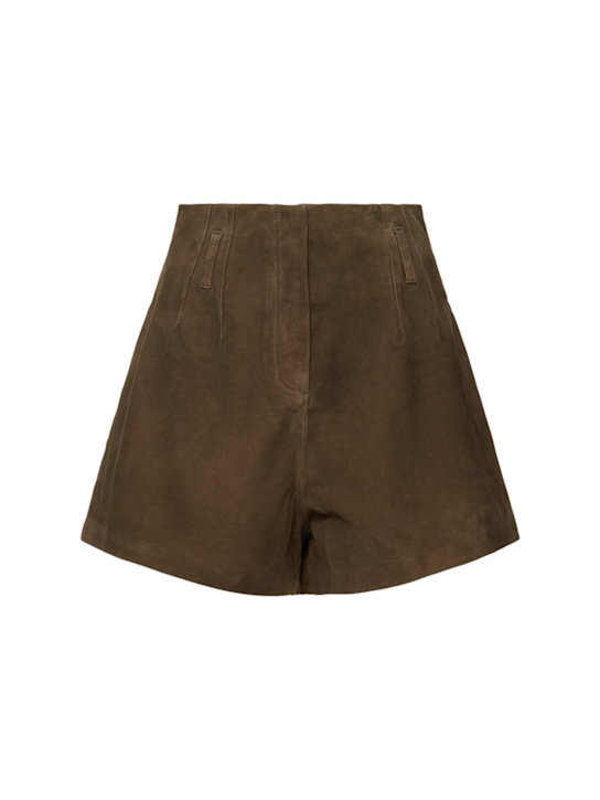 The Frankie Shop: Lise suede shorts - women_0 | Luisa Via Roma