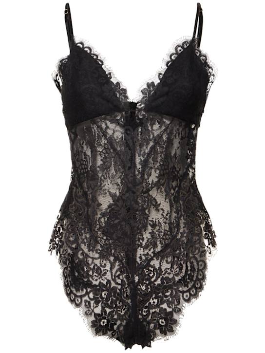 Zimmermann: Cotton blend lace teddy bodysuit - Black - women_0 | Luisa Via Roma