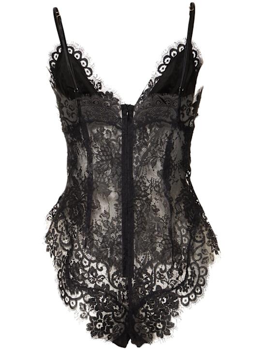Zimmermann: Cotton blend lace teddy bodysuit - Black - women_1 | Luisa Via Roma