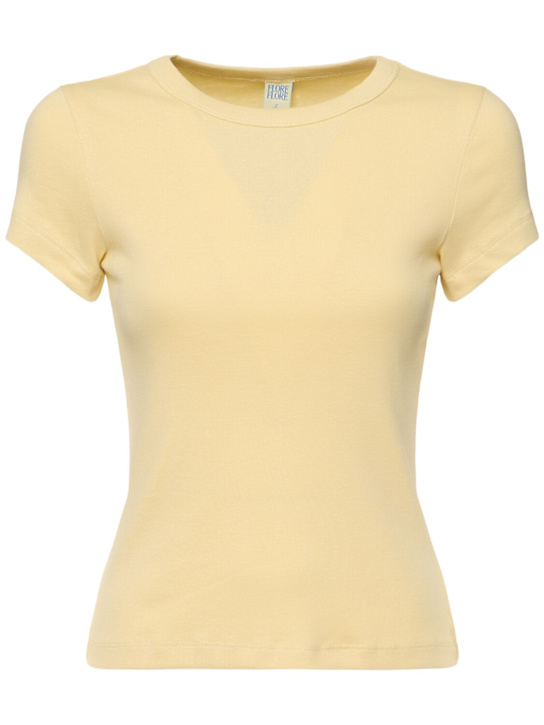 Flore Flore: Camiseta baby de algodón orgánico acanalada - Amarillo Claro - women_0 | Luisa Via Roma