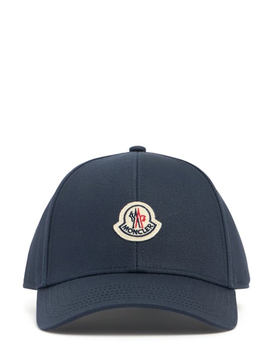 Moncler: Logo cotton gabardine baseball cap - Navy - men_0 | Luisa Via Roma