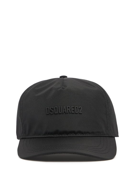 Dsquared2: Cotton logo cordura baseball hat - Black - men_0 | Luisa Via Roma