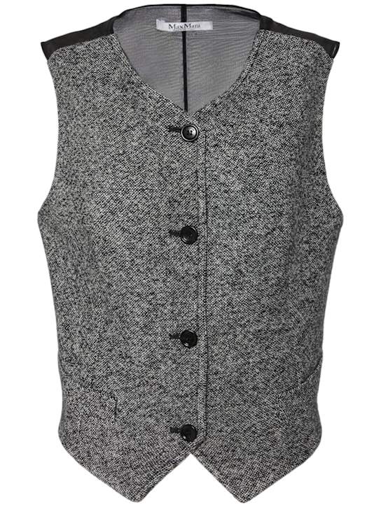 Max Mara: Beato virgin wool blend tweed vest - women_0 | Luisa Via Roma