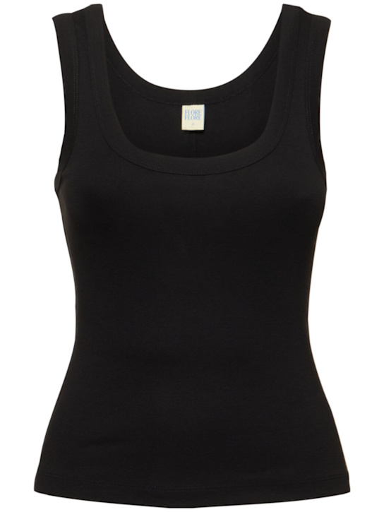 Flore Flore: Hillie scoop neck tank top - Black - women_0 | Luisa Via Roma