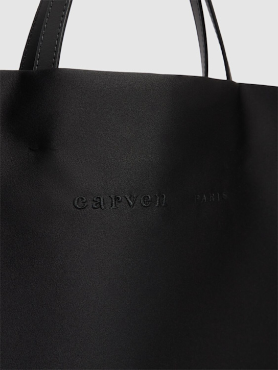 Carven: Jeanne satin tote bag - Black - women_2 | Luisa Via Roma