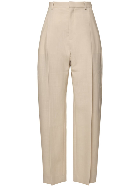 Wardrobe.nyc: Wool tailoring mid rise wide leg pants - Beige - women_0 | Luisa Via Roma