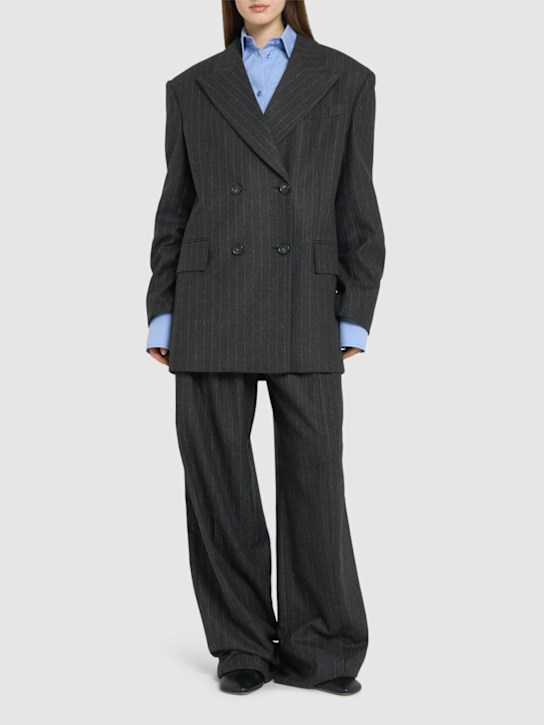 Sportmax: Belford pinstripe flannel blazer - women_1 | Luisa Via Roma