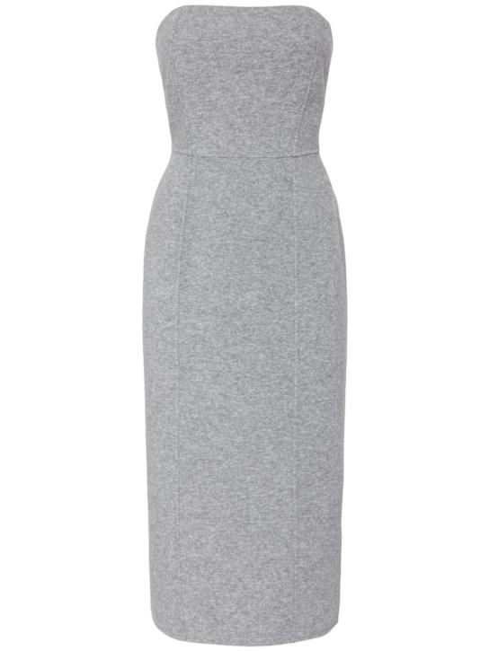 Max Mara: Libbra virgin wool strapless midi dress - women_0 | Luisa Via Roma
