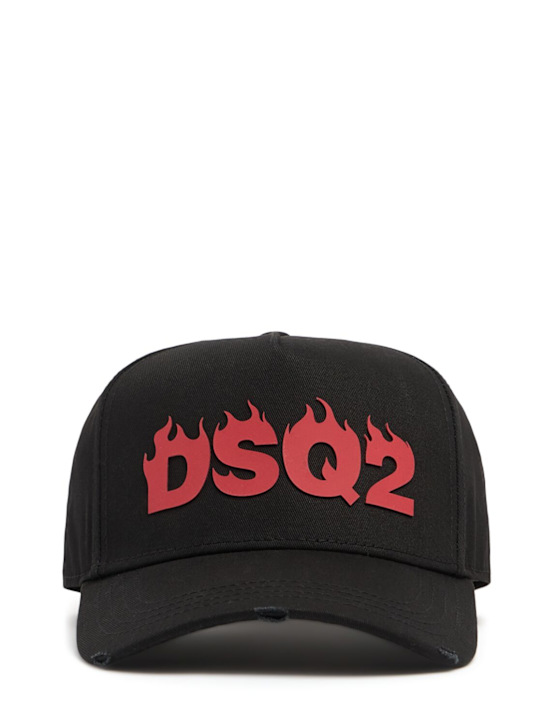 Dsquared2: Gorra de baseball de algodón bordado - Negro - men_0 | Luisa Via Roma