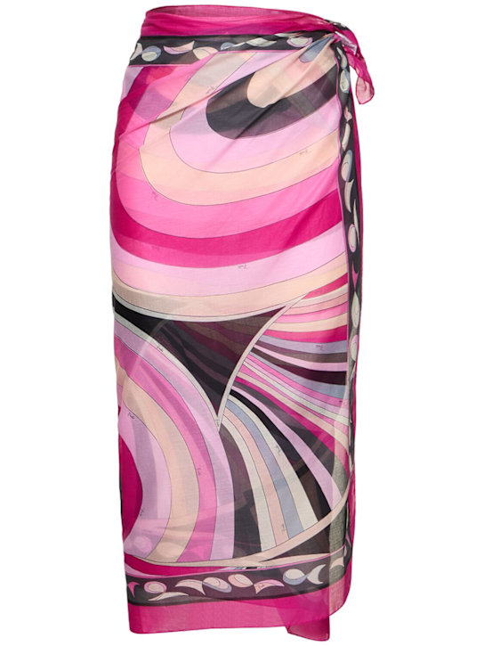 Pucci: Printed cotton pareo skirt - Black/Fuchsia - women_0 | Luisa Via Roma