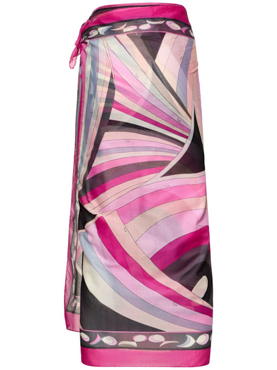 Pucci: Printed cotton pareo skirt - Black/Fuchsia - women_1 | Luisa Via Roma