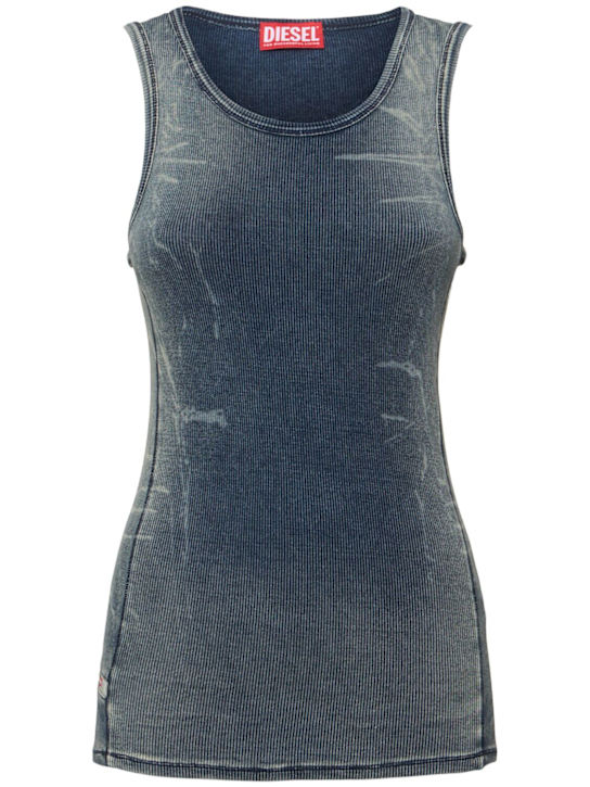 Diesel: T-GO denim tank top - Blue - women_0 | Luisa Via Roma