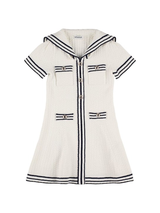 Self-portrait: Vestito in maglia texturizzata - Crema - kids-girls_0 | Luisa Via Roma