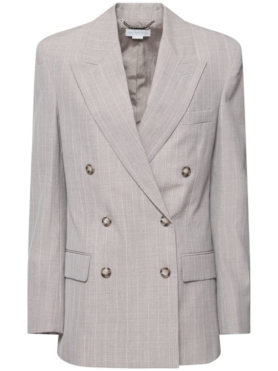 Stella McCartney: Striped wool double breast blazer - women_0 | Luisa Via Roma