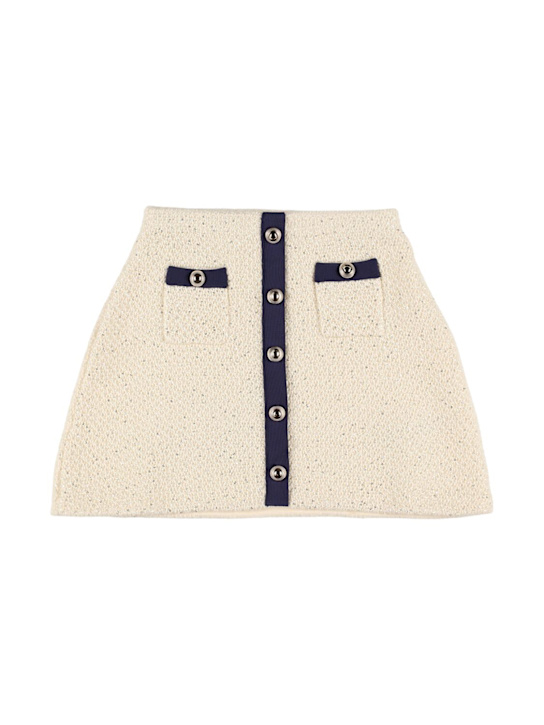 Self-portrait: Gonna in maglia con paillettes - Crema - kids-girls_0 | Luisa Via Roma