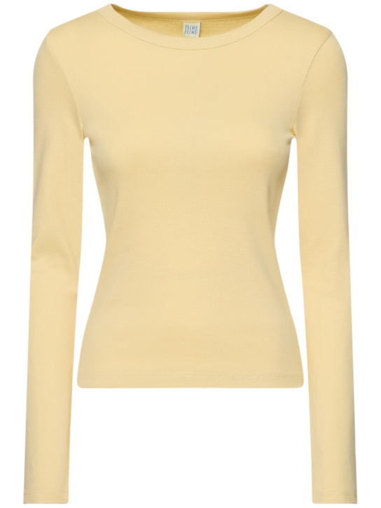 Flore Flore: Max organic cotton rib l/s t-shirt - Light Yellow - women_0 | Luisa Via Roma