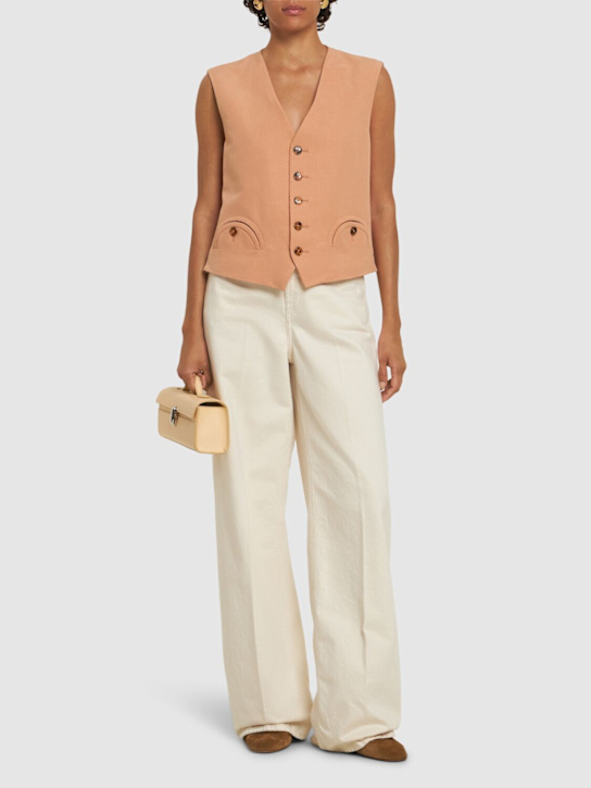 Blazé Milano: Flica Feral silk & linen vest - Pink - women_1 | Luisa Via Roma