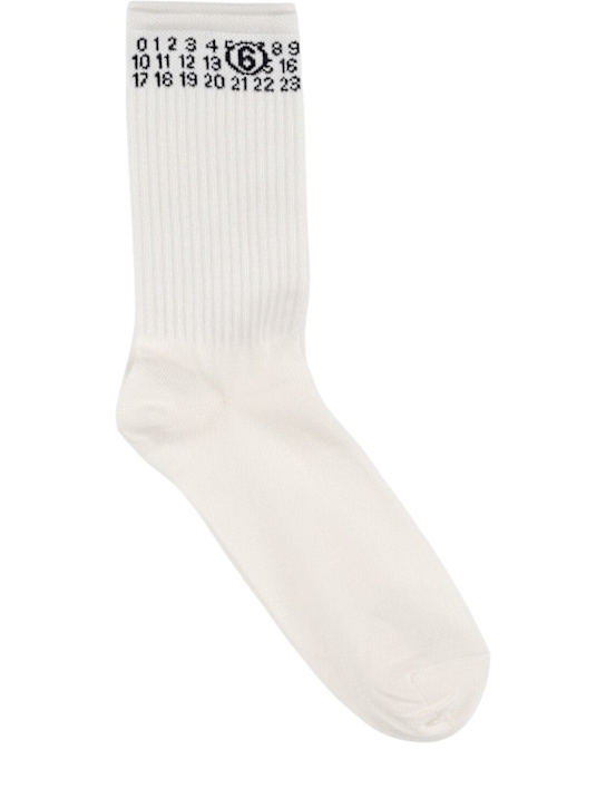 MM6 Maison Margiela: コットンブレンドソックス - ホワイト - kids-boys_0 | Luisa Via Roma