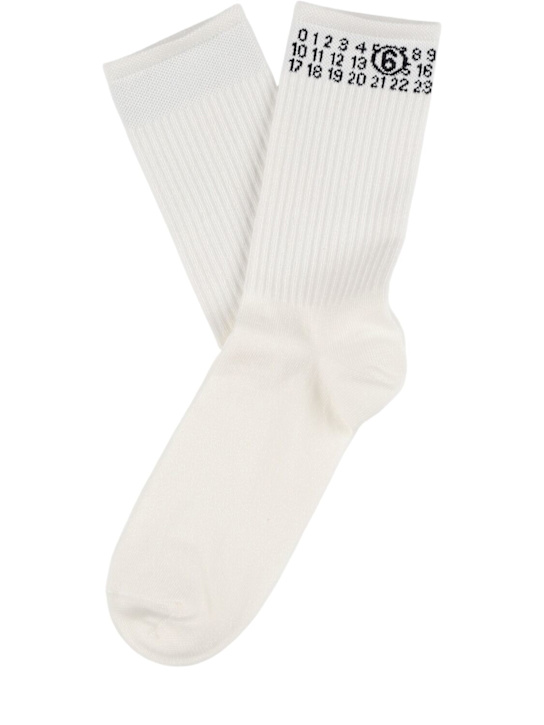 MM6 Maison Margiela: コットンブレンドソックス - ホワイト - kids-boys_1 | Luisa Via Roma
