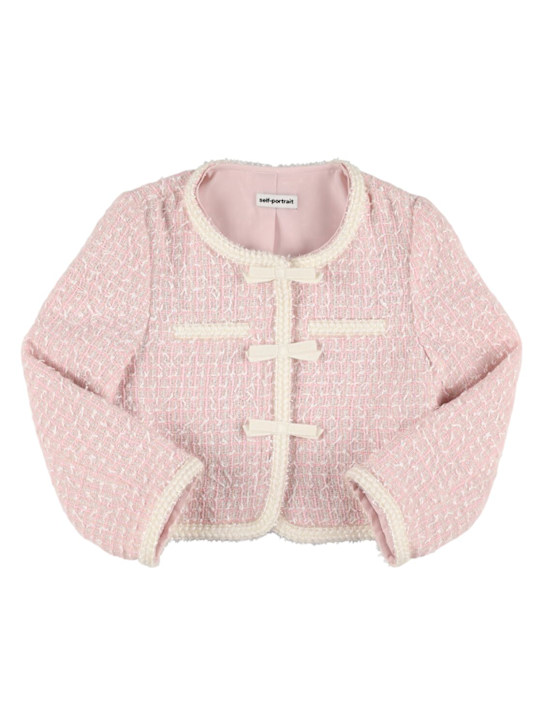 Self-portrait: Giacca bouclé con fiocchi - Rosa - kids-girls_0 | Luisa Via Roma