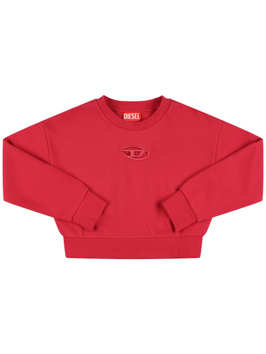 Diesel Kids: Cropped cotton sweatshirt w/logo - kids-girls_0 | Luisa Via Roma