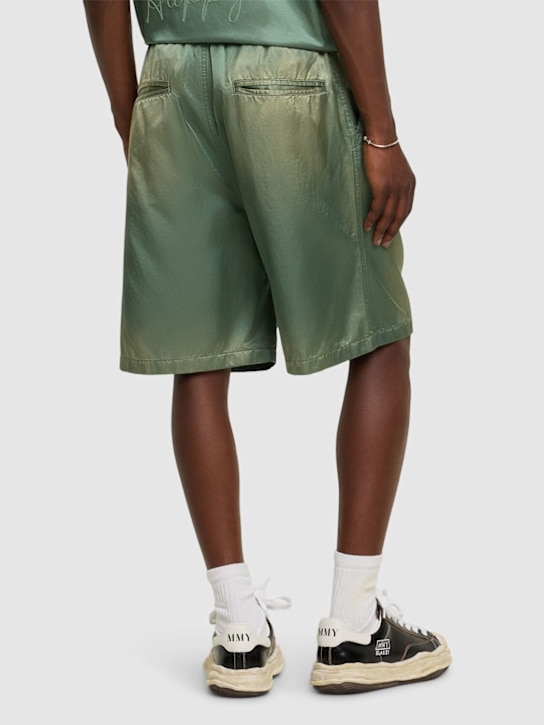 Mihara Yasuhiro: Satin shorts - Green - men_2 | Luisa Via Roma