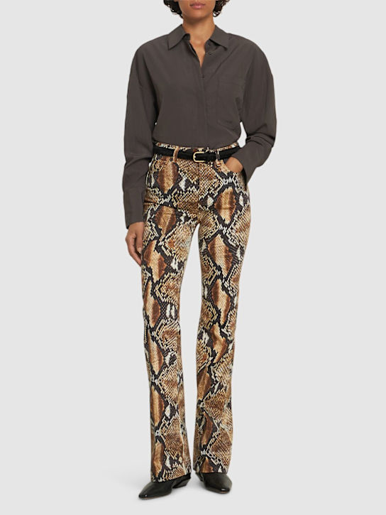 Printed stretch denim straight pants - Thumbnail 2
