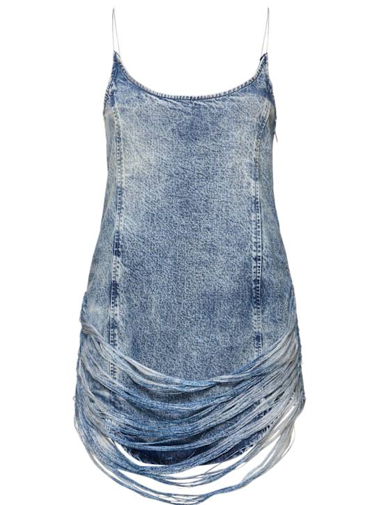 Diesel: De-Dra mini short dress w/ fringe - Blue - women_0 | Luisa Via Roma