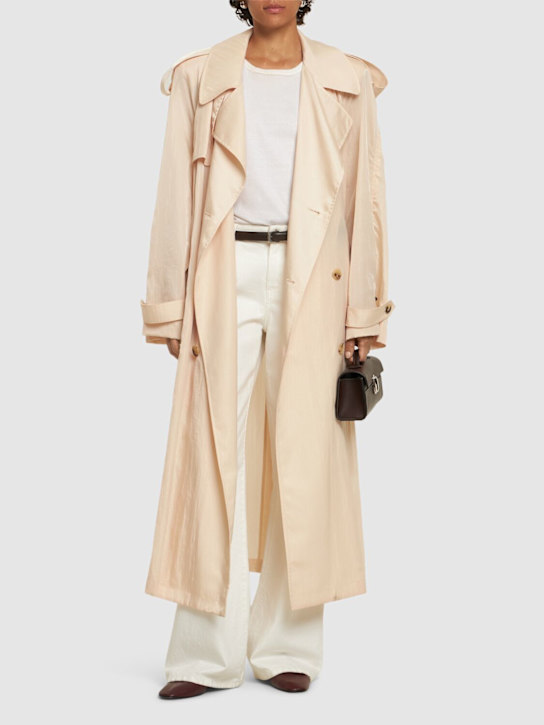 Recycled twill long trench coat - Thumbnail 2