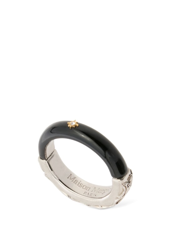 Maison Margiela: Bicolor enamel crystal star thin ring - women_0 | Luisa Via Roma