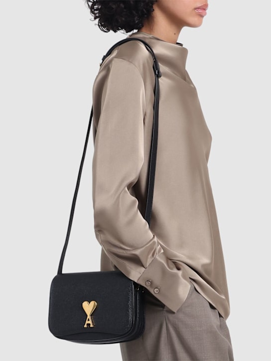 AMI Paris: Small Paris Paris grained leather bag - women_1 | Luisa Via Roma