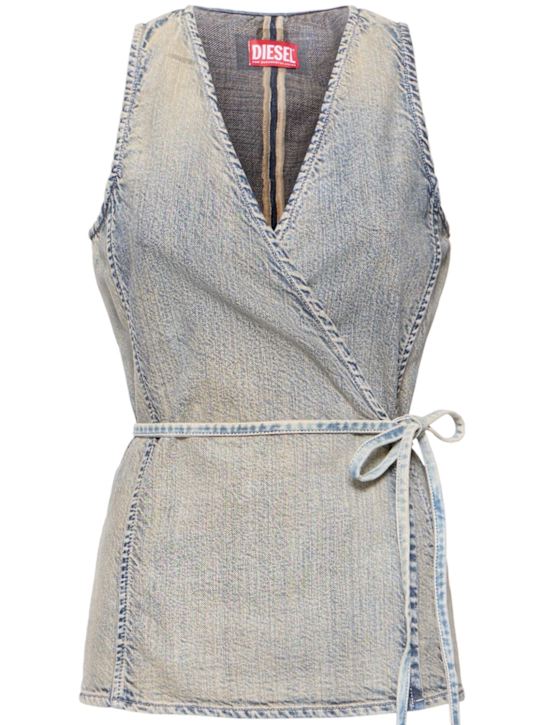 Diesel: De-Vern denim wrap top - women_0 | Luisa Via Roma