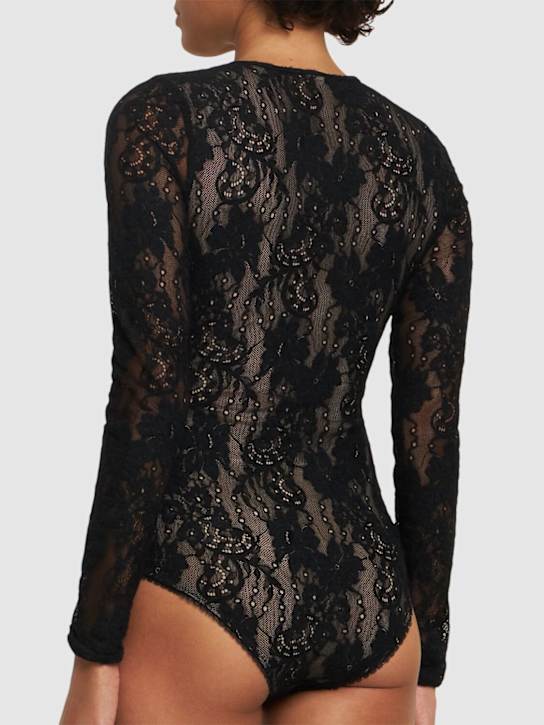 Zimmermann: Stretch lace bodysuit - Black - women_2 | Luisa Via Roma