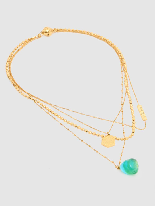Panconesi: Famiglia multi wire necklace w/ charm - Gold/Blue - men_1 | Luisa Via Roma