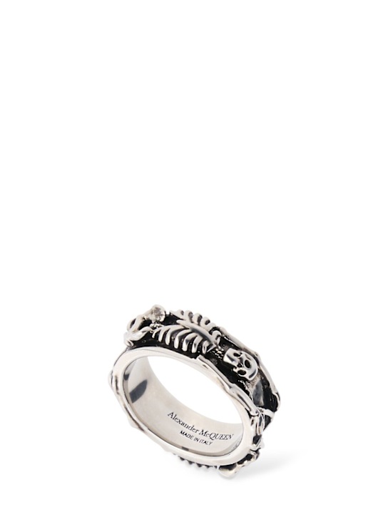 McQueen: Dancing metal skeleton ring - Silver - women_0 | Luisa Via Roma
