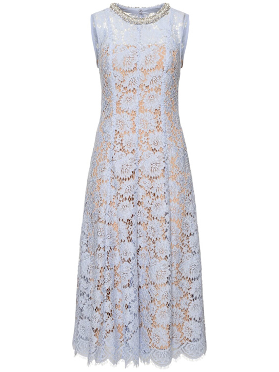 Self-portrait: Fine lace pearl midi dress - women_0 | Luisa Via Roma
