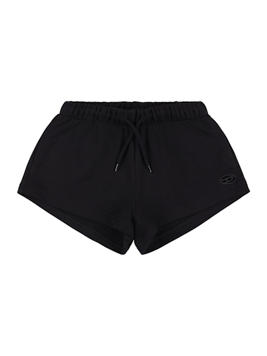 Diesel Kids: Shorts aus Baumwolljersey mit Logodruck - Schwarz - kids-girls_0 | Luisa Via Roma