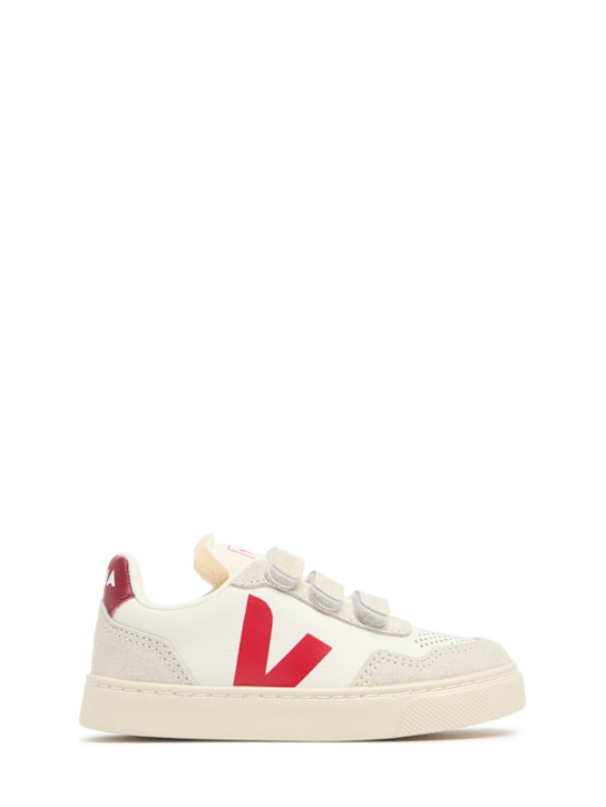 Veja: V-90 chrome-free レザースニーカー - ホワイト/レッド - kids-boys_0 | Luisa Via Roma