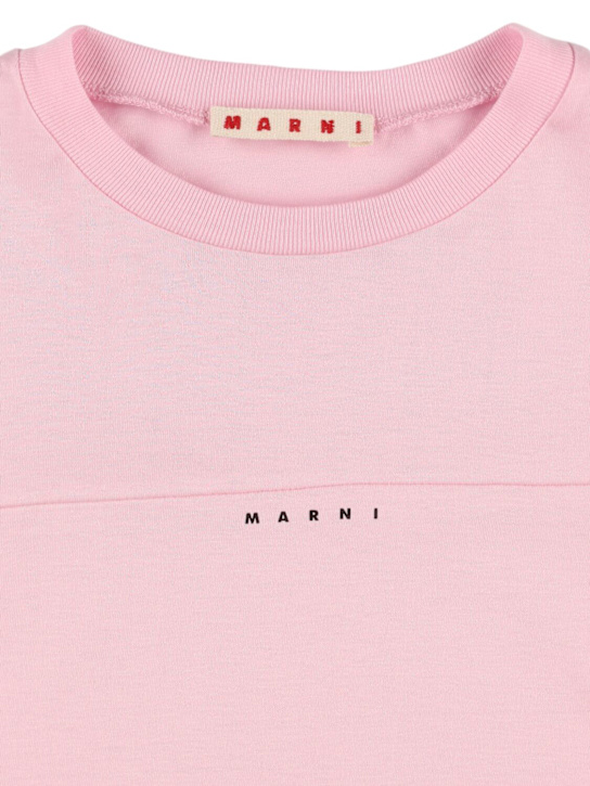 Marni Junior: Printed cotton jersey cropped t-shirt - Pink - kids-girls_1 | Luisa Via Roma