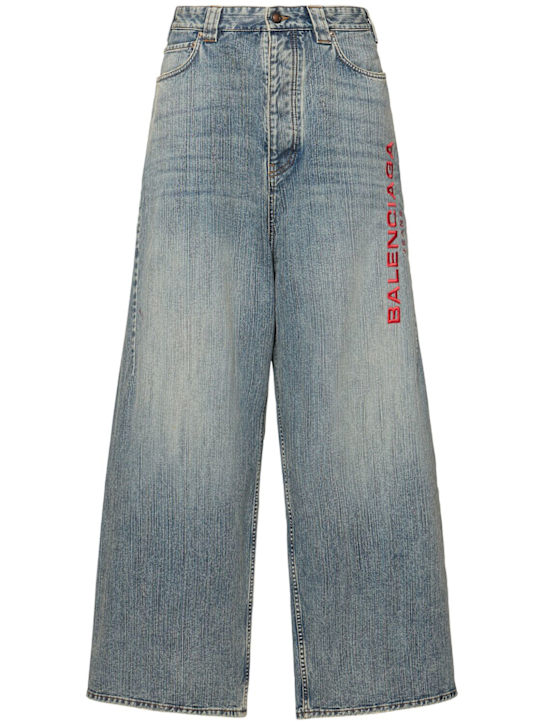 Balenciaga: Baggy cotton jeans - Indigo - men_0 | Luisa Via Roma