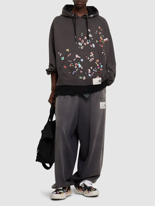 Mihara Yasuhiro: Sticker triple-layered cotton hoodie - men_1 | Luisa Via Roma
