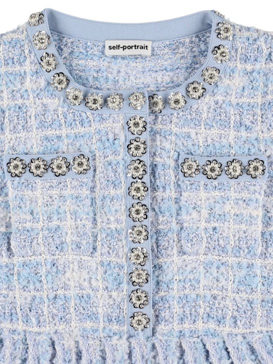 Self-portrait: Vestito in maglia check - Celeste - kids-girls_1 | Luisa Via Roma