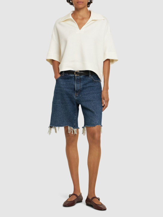 Frame: The leisure mid rise denim shorts - Blue - women_1 | Luisa Via Roma